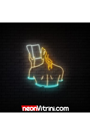 Kitap Okuyan Kadın - NEON LED Tabela